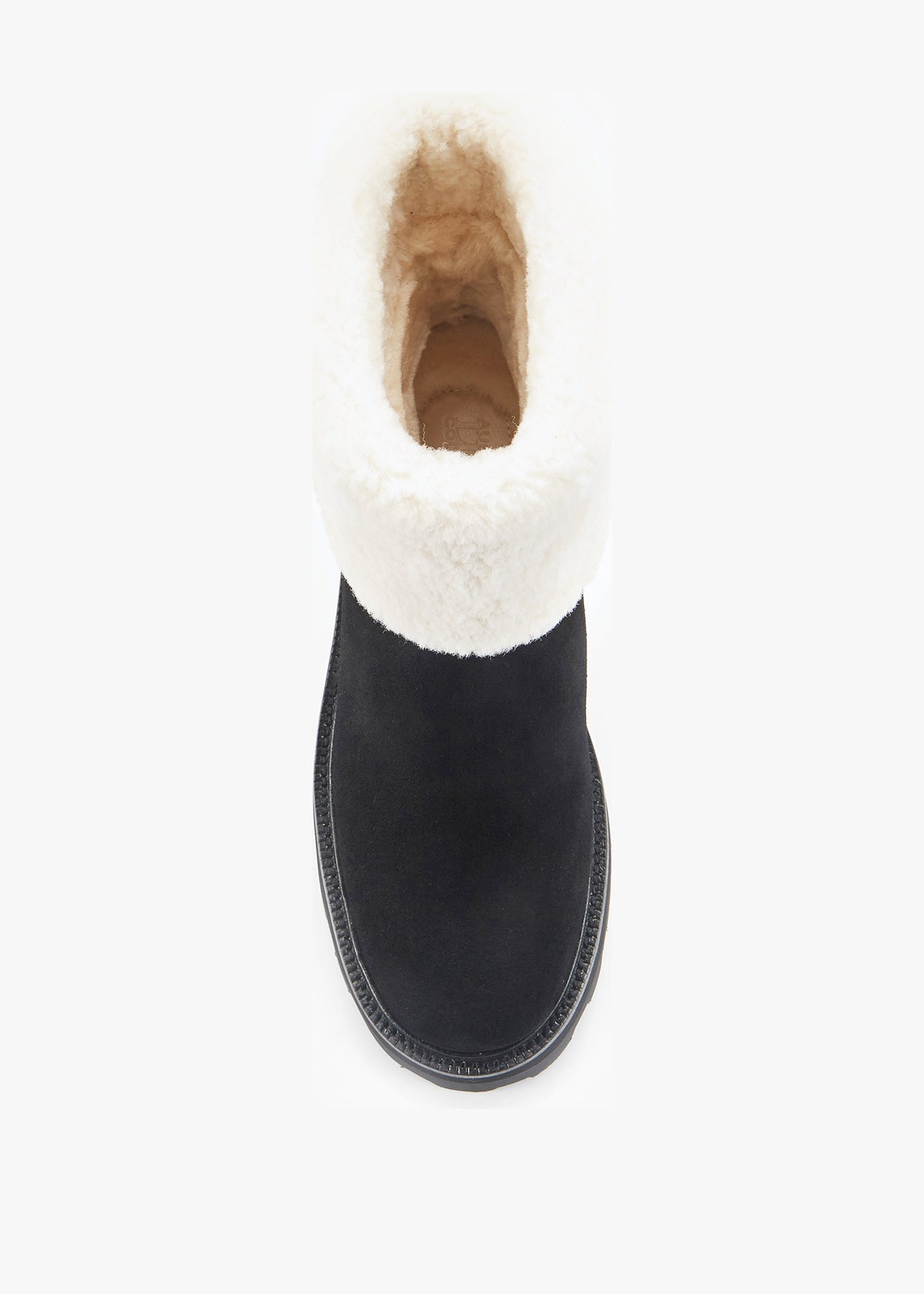 Trinity Black Suede Shearling Cuff Ankle Boots