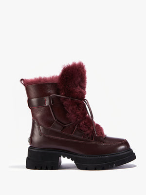 Westward Burgundy Leather Chunky Ankle Boots