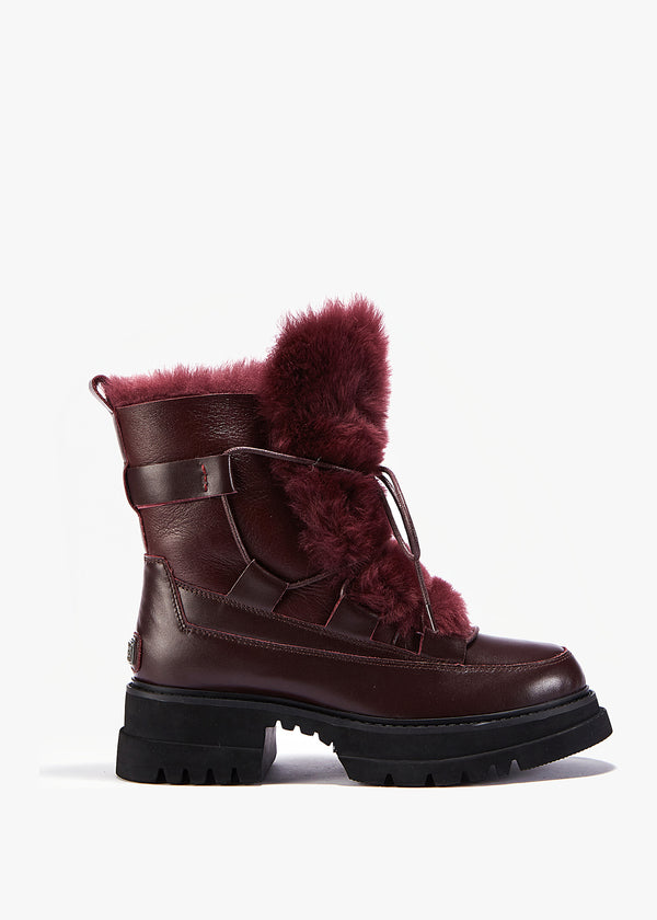 Westward Burgundy Leather Chunky Ankle Boots