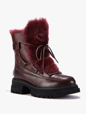 Westward Burgundy Leather Chunky Ankle Boots