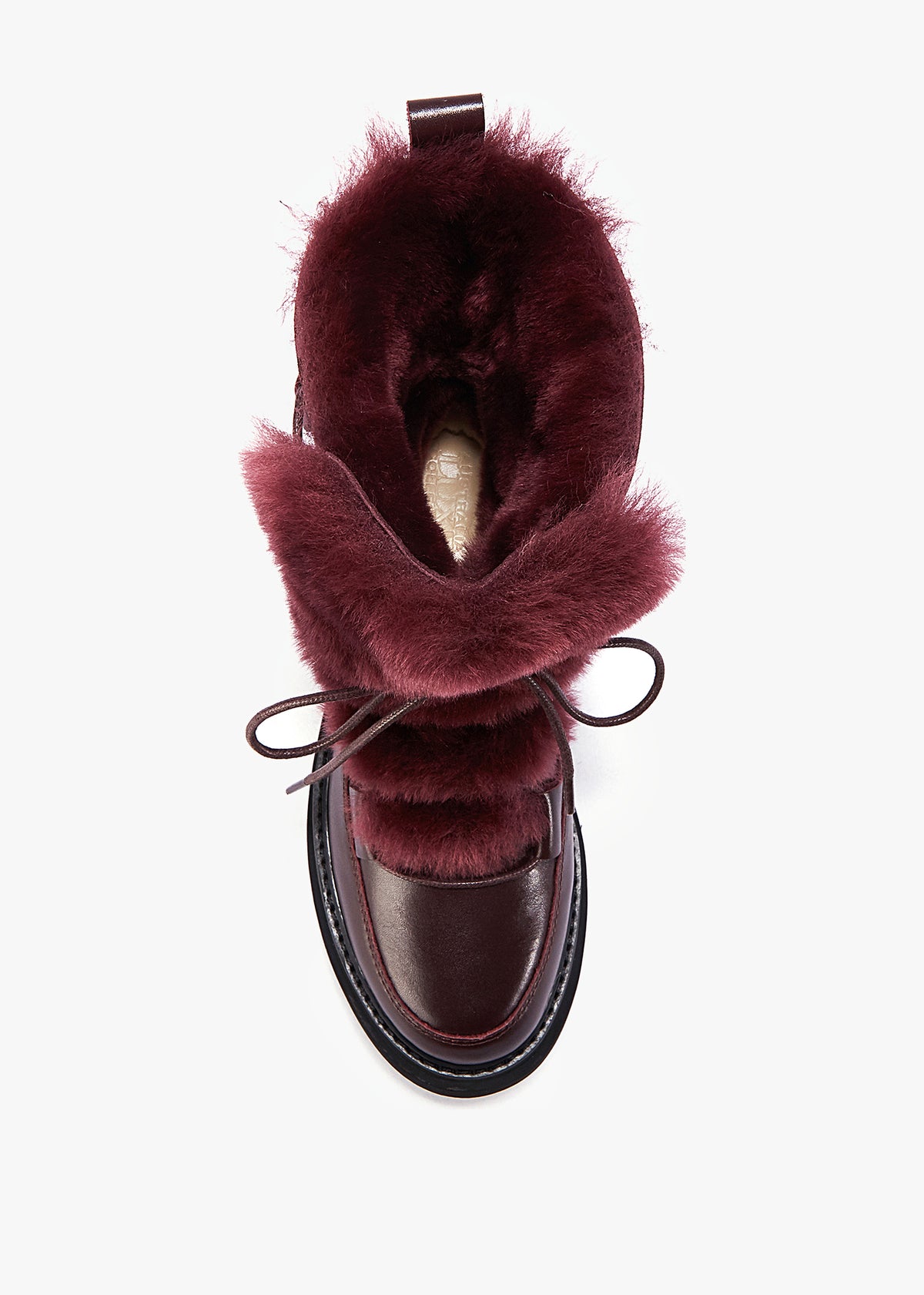 Westward Burgundy Lace Up Shearling Boot
