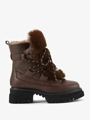 Westward Brown Leather Chunky Ankle Boots