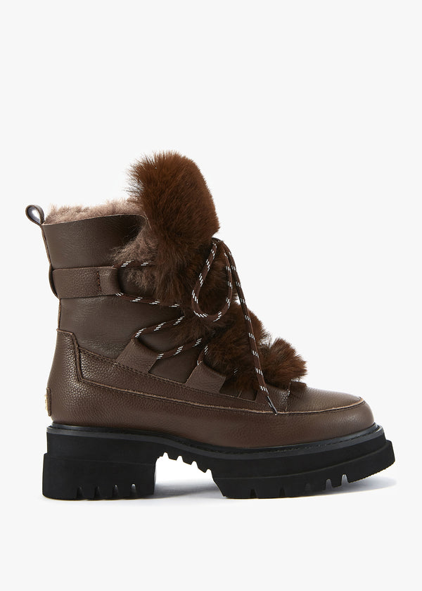 Westward Brown Leather Chunky Ankle Boots