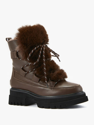 Westward Brown Leather Chunky Ankle Boots