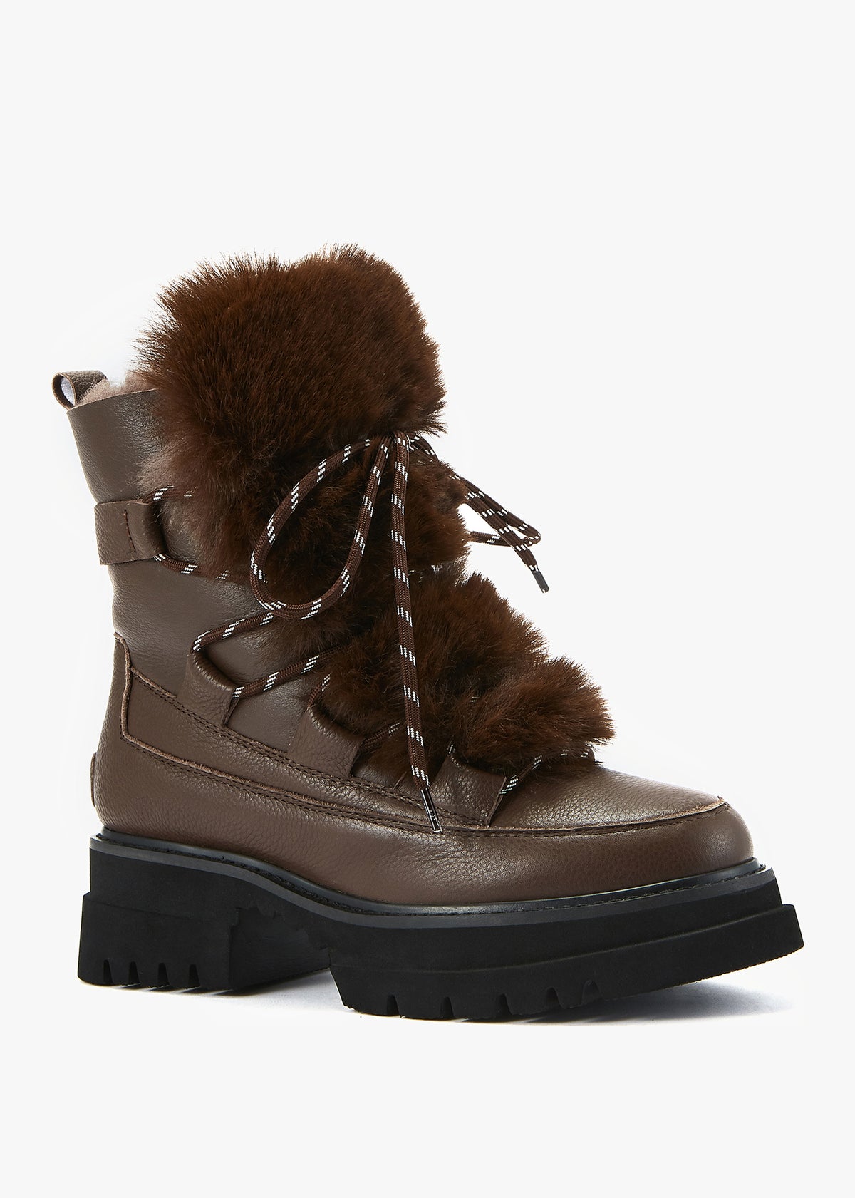 Westward Brown Leather Chunky Ankle Boots