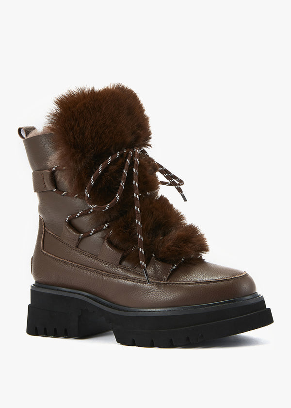 Westward Brown Leather Chunky Ankle Boots