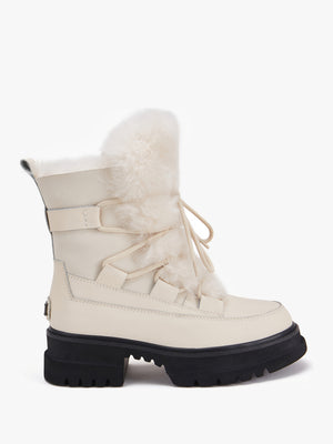 Westward Cream Leather Chunky Ankle Boots