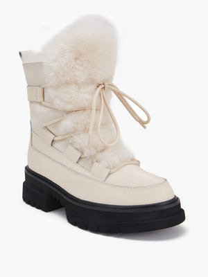 Westward Cream Leather Chunky Ankle Boots