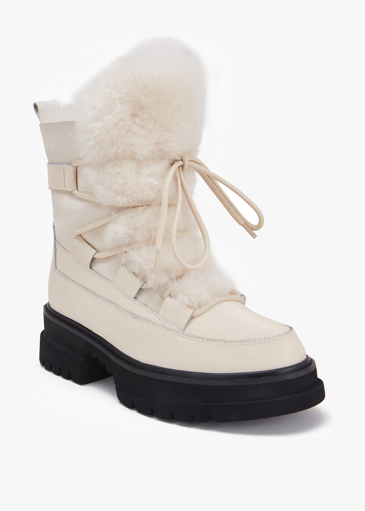 Westward Cream Leather Chunky Ankle Boots