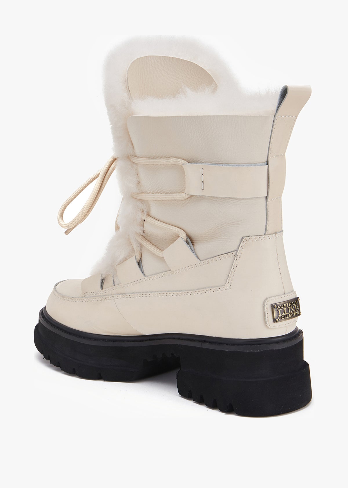 Westward Cream Leather Chunky Ankle Boots
