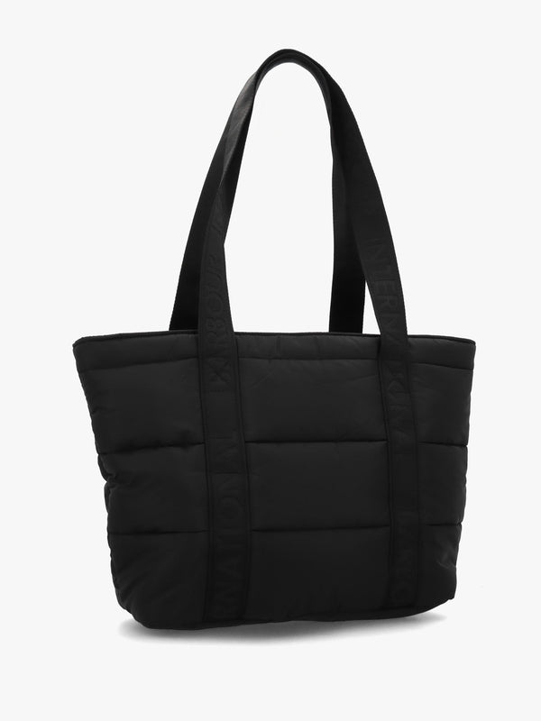 Barbour Monaco Baffle Quilted Black Tote Bag