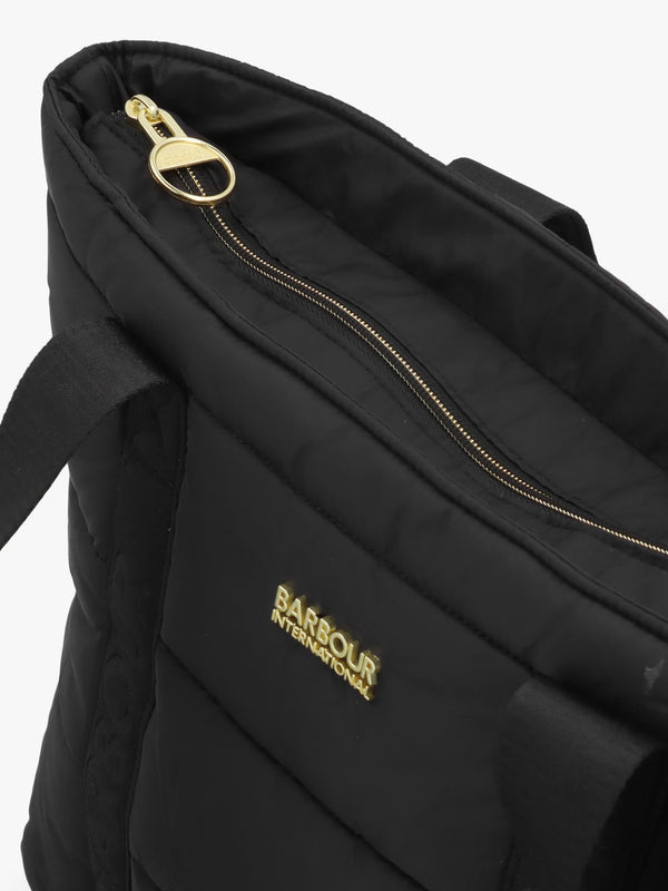 Barbour Monaco Baffle Quilted Black Tote Bag