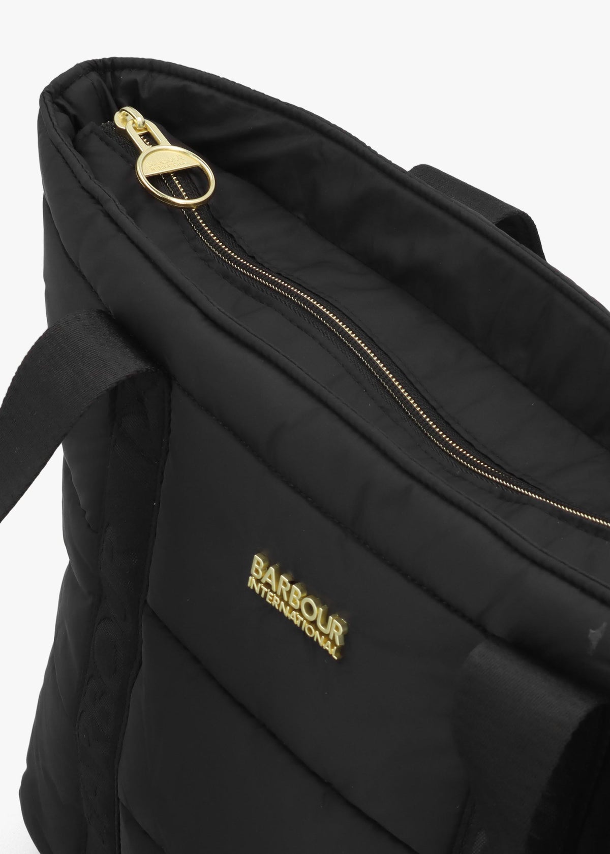 Barbour Monaco Baffle Quilted Black Tote Bag