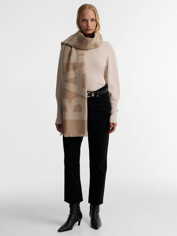 Barbour Milla Camel Logo Wrap Scarf