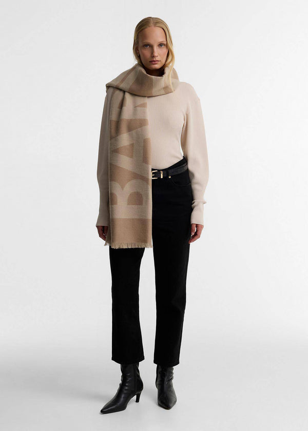Barbour Milla Camel Logo Wrap Scarf