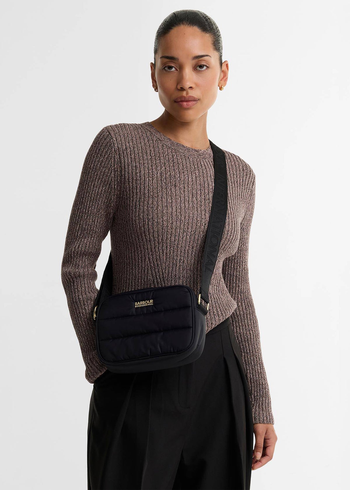 Barbour Monaco Baffle Quilted Black Cross-Body Bag