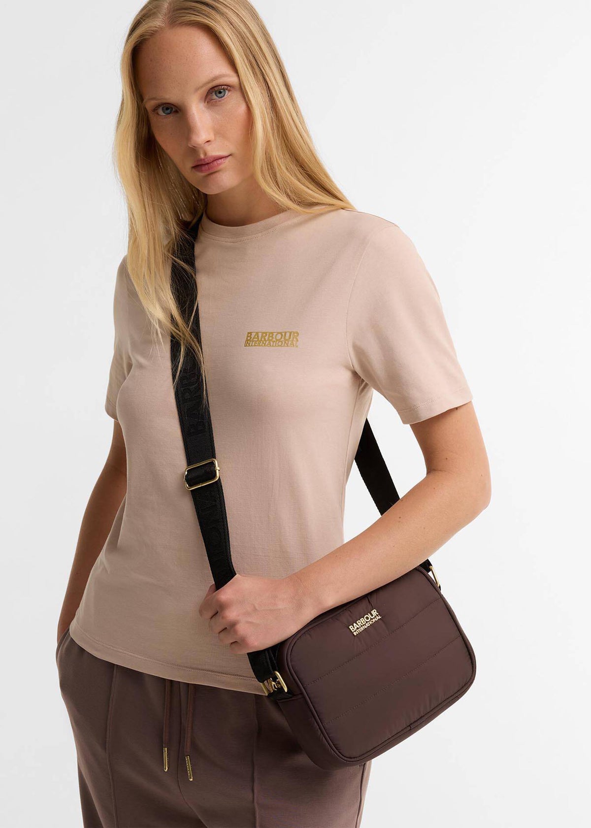 Barbour Monaco Baffle Quilted Truffle Cross-Body Bag