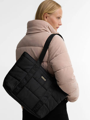 Barbour Monaco Baffle Quilted Black Tote Bag
