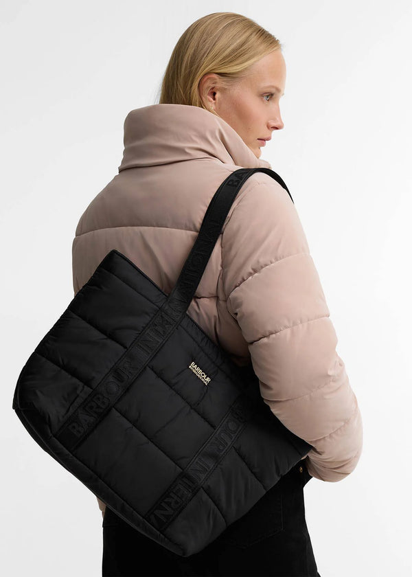 Barbour Monaco Baffle Quilted Black Tote Bag