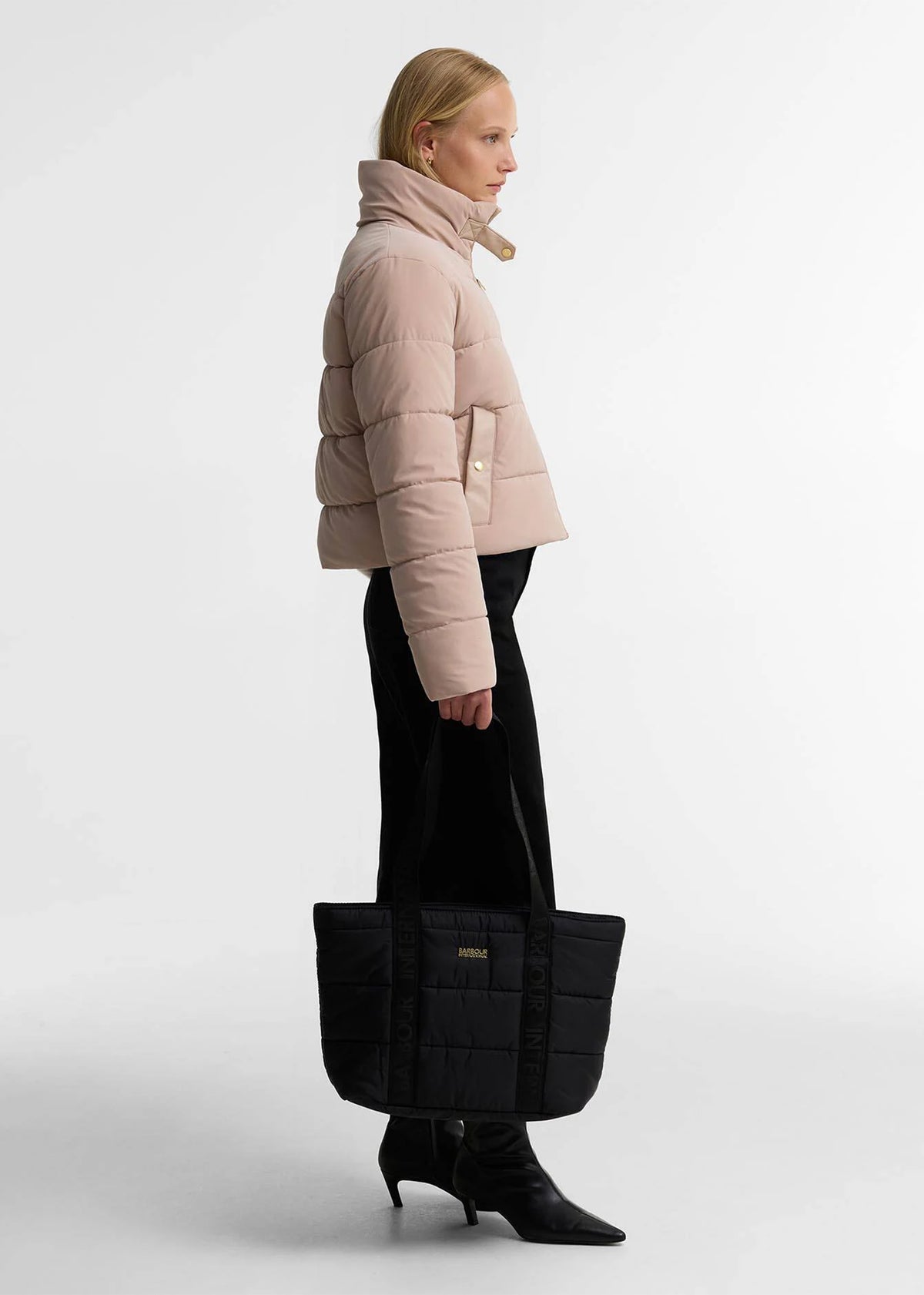 Barbour Monaco Baffle Quilted Black Tote Bag