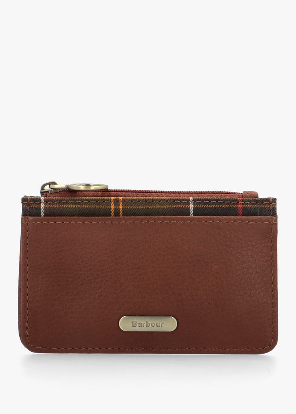 Barbour Alder Brown Classic Tartan Leather Card Holder