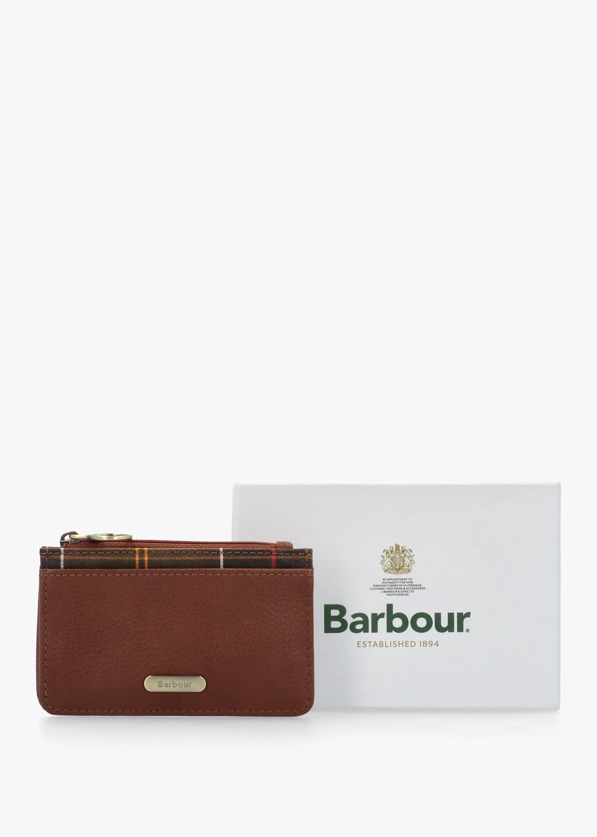 Barbour Alder Brown Classic Tartan Leather Card Holder