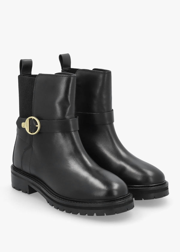 Barbour Alexandra Black Leather Ankle Boots