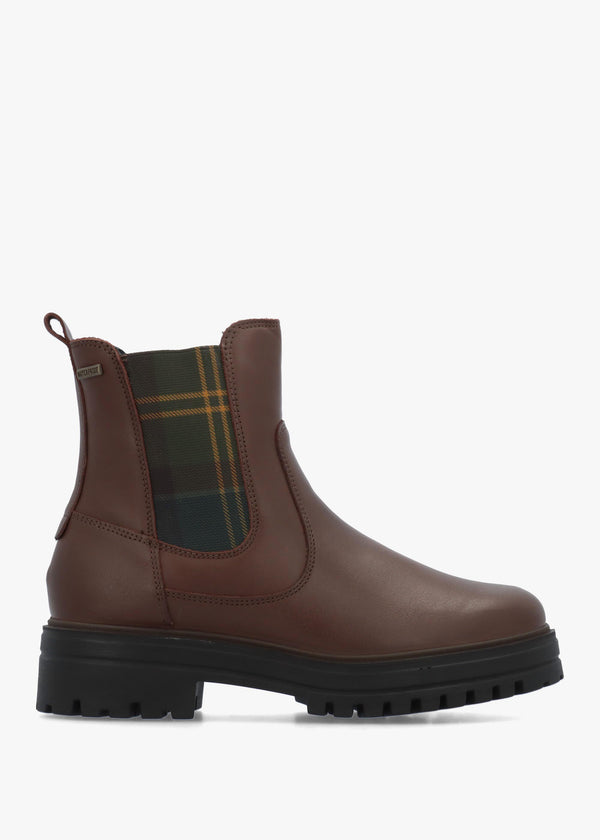 Barbour Amberley Waterproof Dark Tan Leather Chelsea Boots