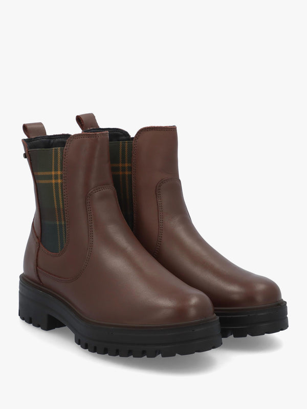 Barbour Amberley Waterproof Dark Tan Leather Chelsea Boots