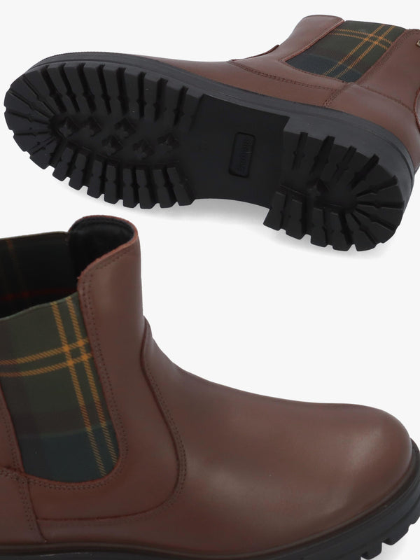Barbour Amberley Waterproof Dark Tan Leather Chelsea Boots