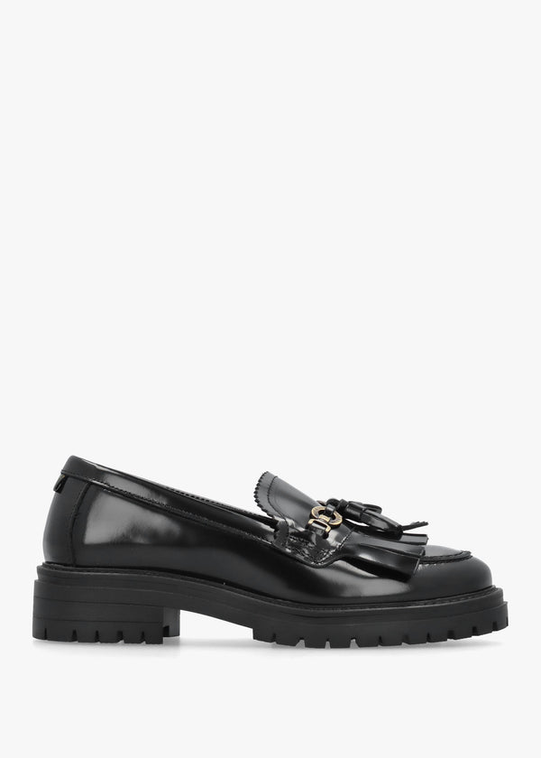 Barbour Ava Black Leather Loafers