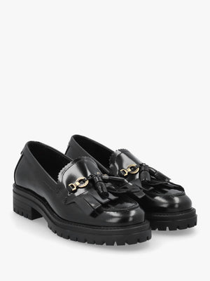 Barbour Ava Black Leather Loafers