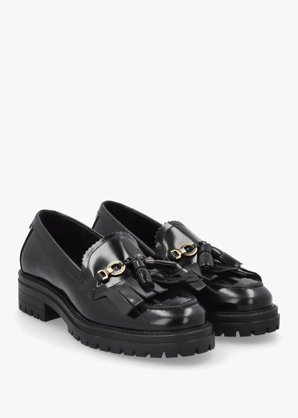 Barbour Ava Black Leather Loafers