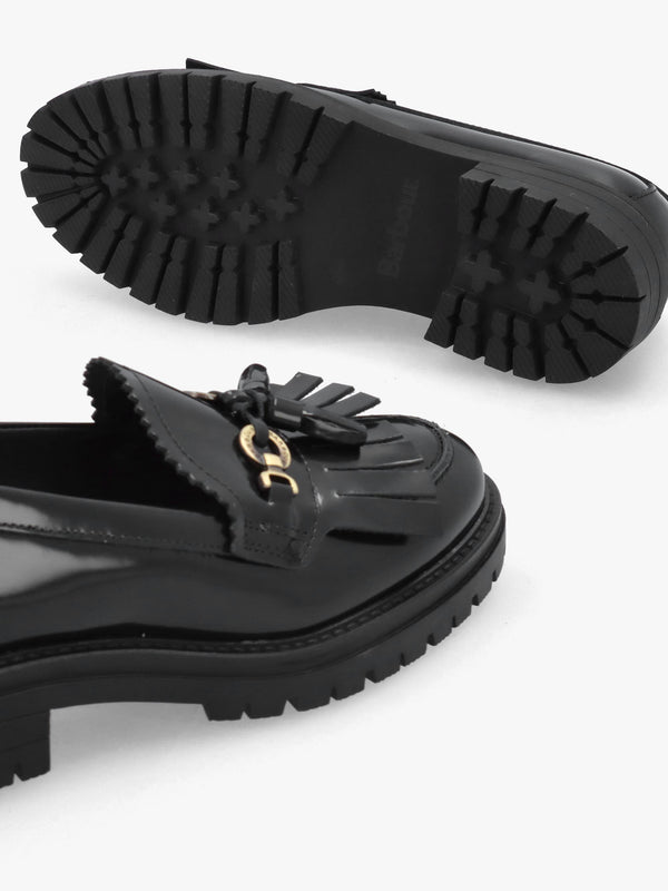 Barbour Ava Black Leather Loafers