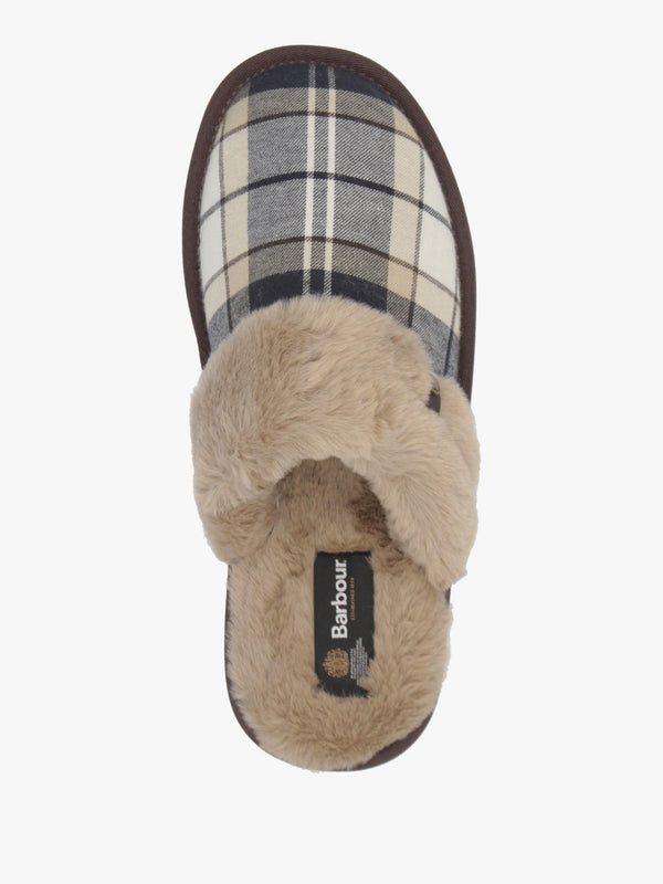 BARBOUR CLAUDIA TARTAN MULE SLIPPER - Khaki Fabric