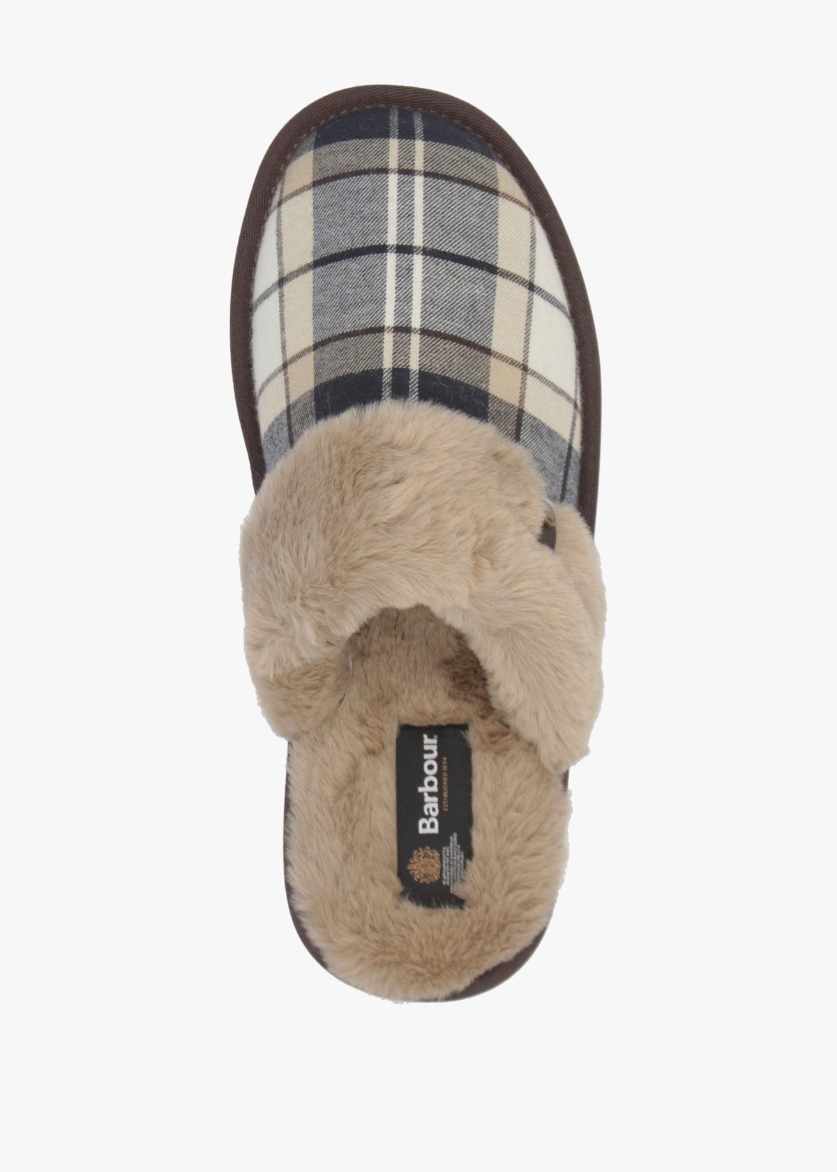 BARBOUR CLAUDIA TARTAN MULE SLIPPER - Khaki Fabric