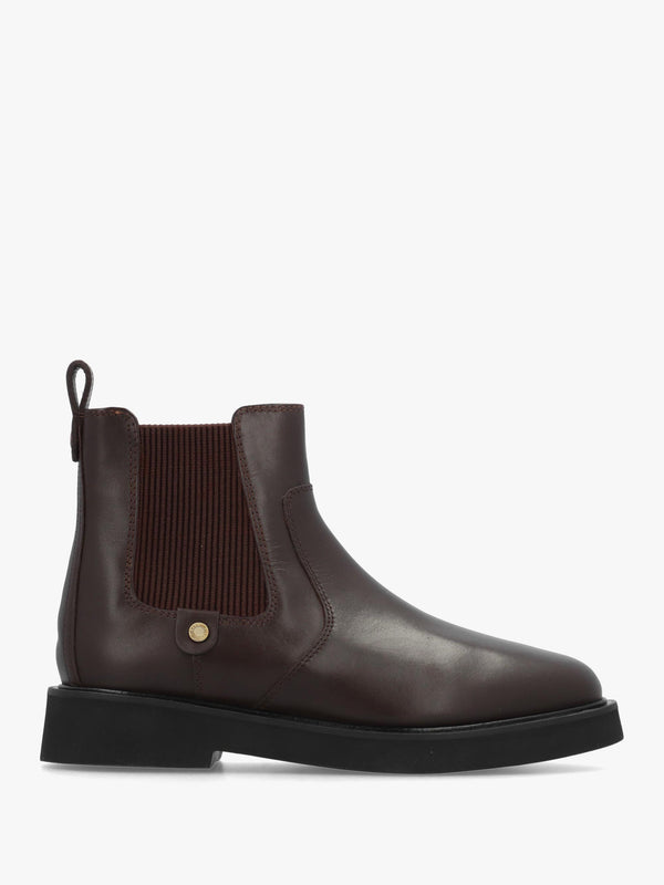 Barbour Delfina Dark Chocolate Leather Chelsea Boots