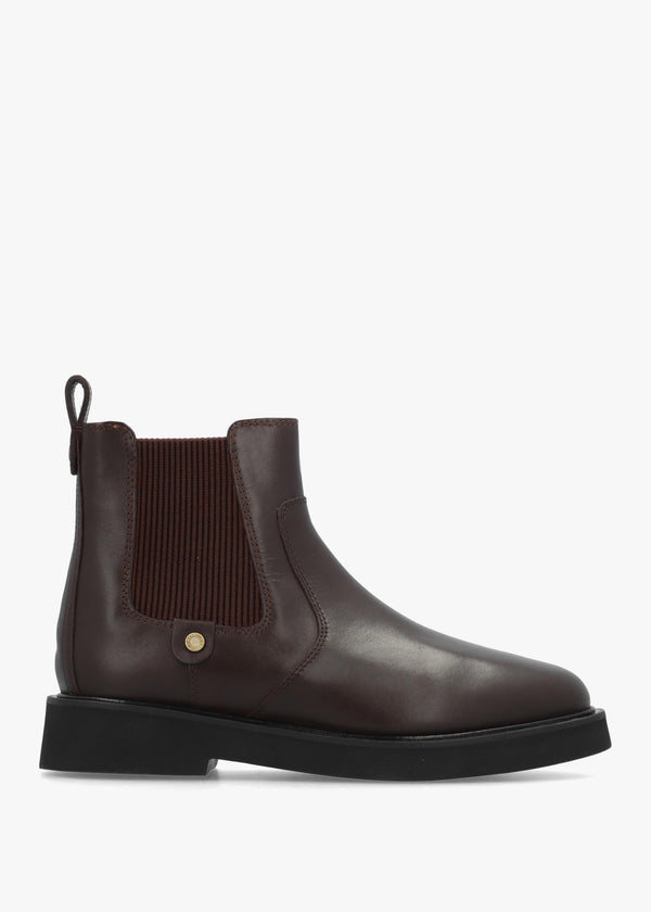 Barbour Delfina Dark Chocolate Leather Chelsea Boots