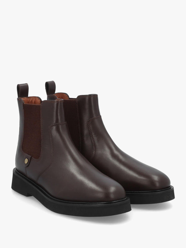 Barbour Delfina Dark Chocolate Leather Chelsea Boots