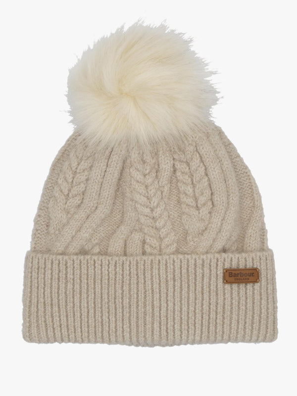 Barbour Elsdon Eggshell Cable Knit Beanie Hat