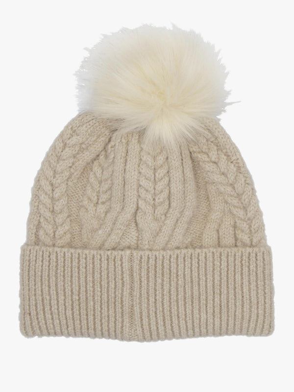 Barbour Elsdon Eggshell Cable Knit Beanie Hat