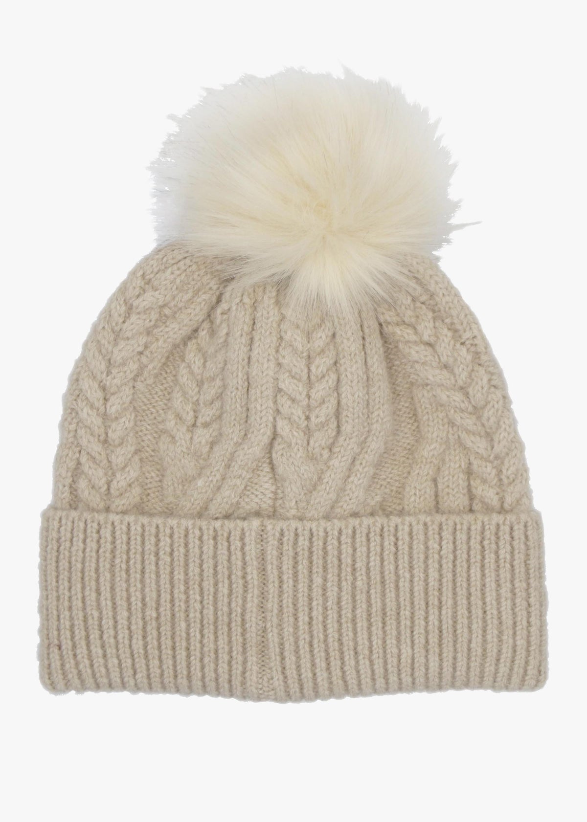 Barbour Elsdon Eggshell Cable Knit Beanie Hat