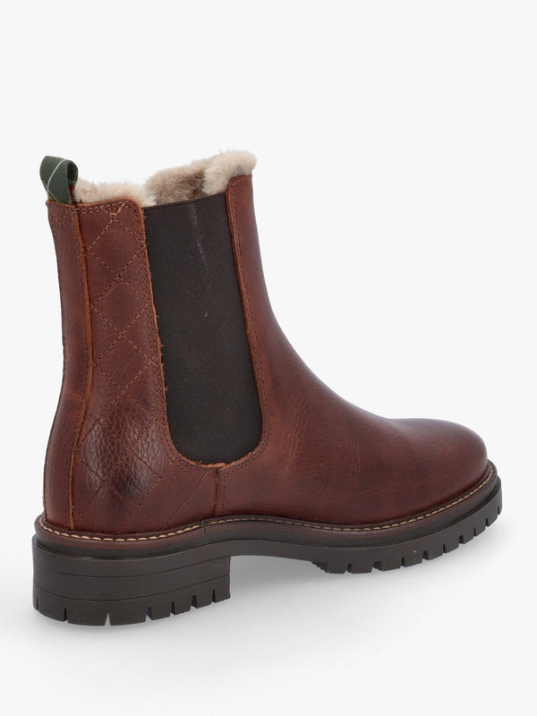 Barbour Evie Brown Leather Faux-Fur Chelsea Boots