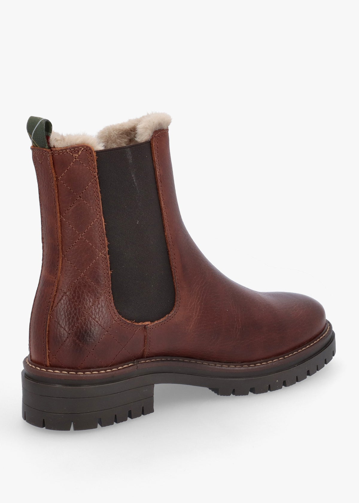 Barbour Evie Brown Leather Faux-Fur Chelsea Boots