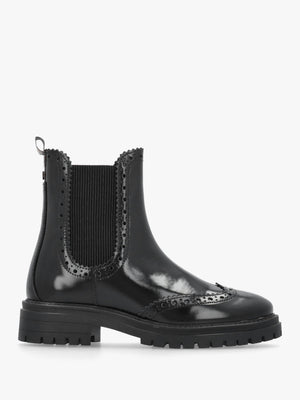 Barbour Fawne Black Leather Chelsea Boots