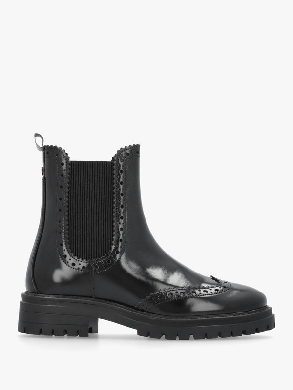 Barbour Fawne Black Leather Chelsea Boots