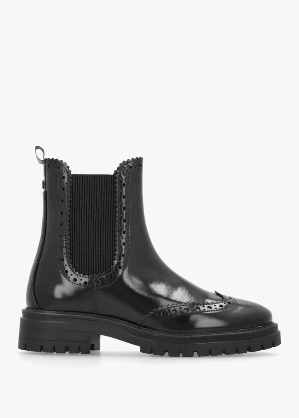 Barbour Fawne Black Leather Chelsea Boots