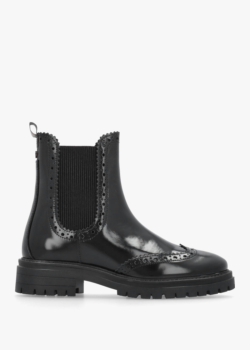 Barbour Fawne Black Leather Chelsea Boots