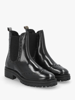 Barbour Fawne Black Leather Chelsea Boots