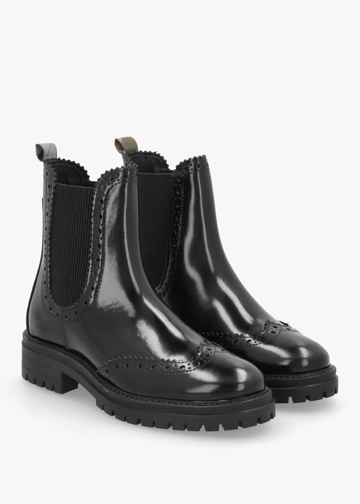 Barbour Fawne Black Leather Chelsea Boots